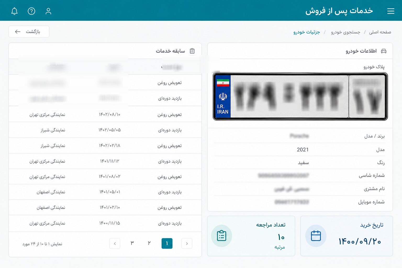سامانه پرونده خدمات پس از فروش